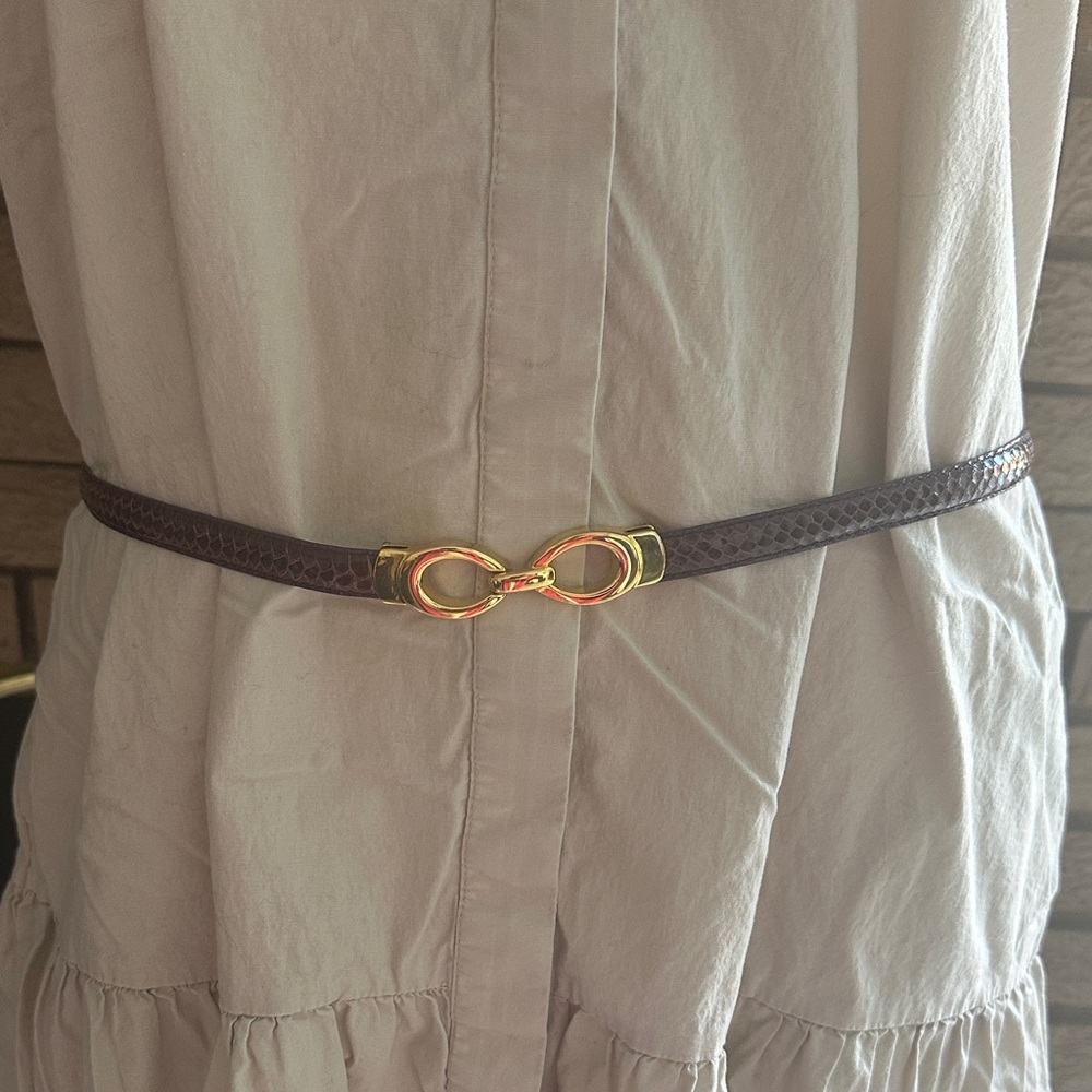 MILOR /ESPEYER Genuine Snakeskin Elegant Brown Belt with Gold Accents